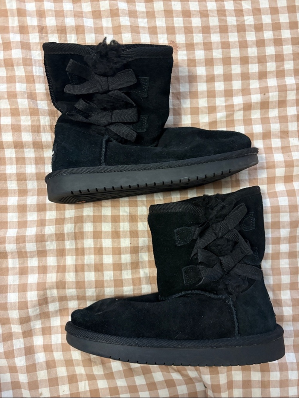 Koolaburra Black Suede Bow Tie Ankle Boots